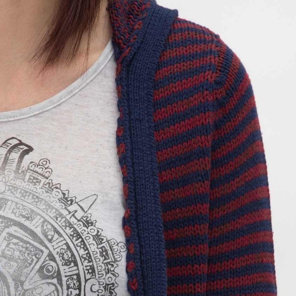 NWT Roxy Striped Cardigan Hoodie Sweater Jacket Coat Woven Small warm - Picture 5 of 6